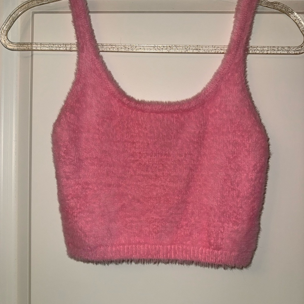 Adika Soft Pink Fuzzy Crop Top